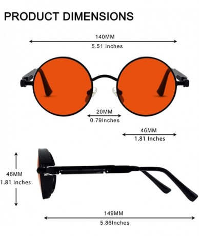 Round Retro Round Circle Steampunk Sunglasses Polarized Metal Alloy for Women Men MTS2 - A Black Frame Red Lens - CI17YK23Z0L...