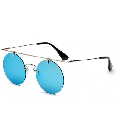 Rimless Retro sunglasses frameless personality lightweight sunglasses - Blue Color - C218G6IHZYO $26.03