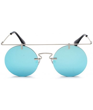 Rimless Retro sunglasses frameless personality lightweight sunglasses - Blue Color - C218G6IHZYO $26.03