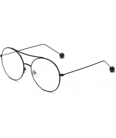 Round Classic Circle Metal Round Oversized Fashion Tinted Lens UV Protection Fashion Sunglasses - Clear/Black - CN18WU0QC0X $...