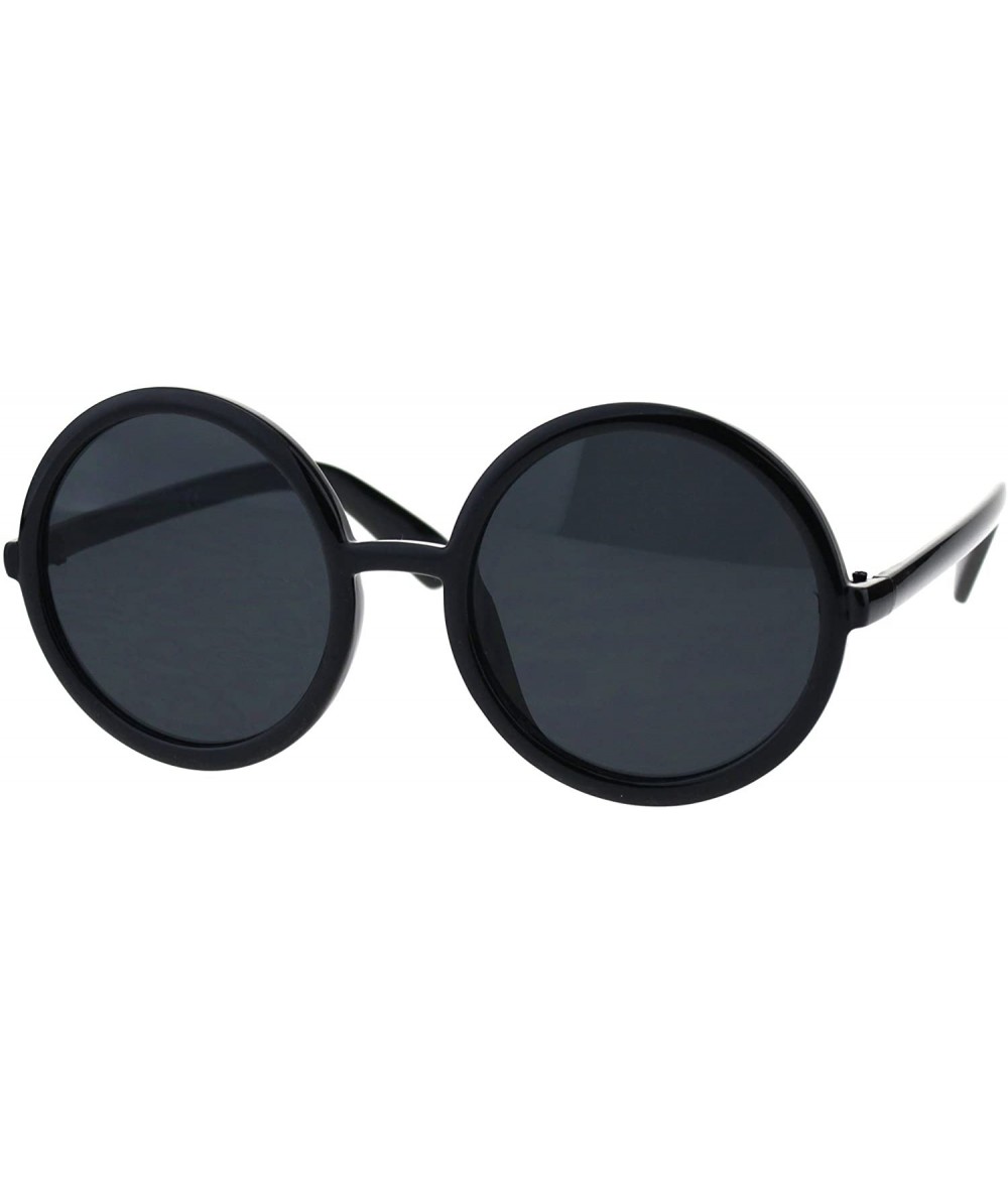 Round Womens Wizard Round Circle Lens Plastic Mod Fashion Sunglasses - Black - CR18EWY7XGC $12.69