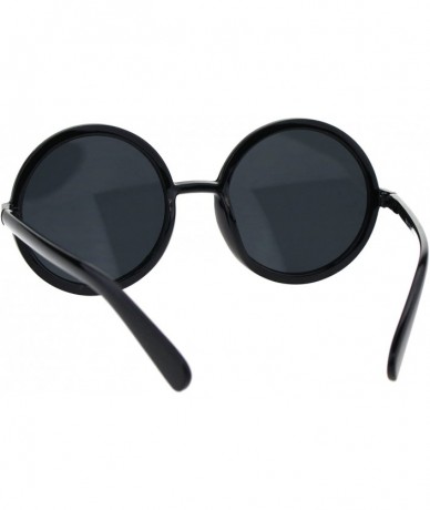 Round Womens Wizard Round Circle Lens Plastic Mod Fashion Sunglasses - Black - CR18EWY7XGC $12.69