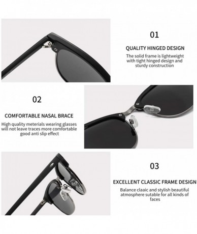 Semi-rimless Polarized Sunglasses Classic Semi-Rimless Frame Retro Brand Sunglasses for Men and Women UV 400 Protection - CF1...