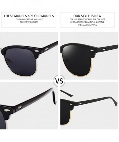 Semi-rimless Polarized Sunglasses Classic Semi-Rimless Frame Retro Brand Sunglasses for Men and Women UV 400 Protection - CF1...