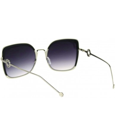 Butterfly Womens Metal Rim Chic Butterfly Designer Sunglasses - Silver Black Smoke - CR18S7QIYWR $10.58