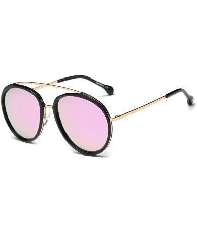 Goggle Unisex Polarized Round Fashion Sunglasses - Pink - CN18WTI7GGE $40.52