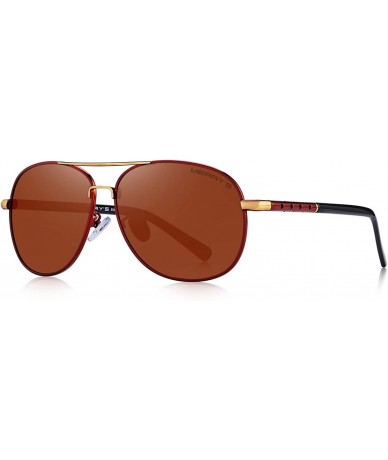 Aviator Men Classic Style Pilot Sunglasses Polarized - UV 400 Protection with case 60MM 8285 - Brown - CA18NIAN46I $28.18