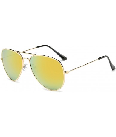 Aviator Large Tear Drop Classic Lightweight Metal Aviator Sunglasses 61mm - Gold - Orange Green - C717YY5Z6HT $22.89