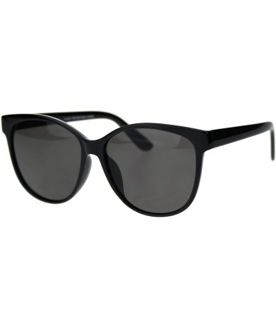 Round Minimal Womens Thin Horn Rim Retro Plastic Sunglasses - All Black - CL18TU96C5L $23.15