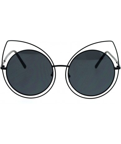 Round Super Oversized Womens Sunglasses Round Circle Cateye Double Frame UV 400 - Black (Black) - CL186OTZS6A $9.66