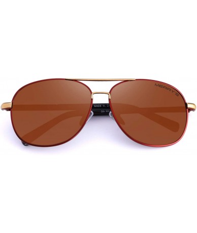 Aviator Men Classic Style Pilot Sunglasses Polarized - UV 400 Protection with case 60MM 8285 - Brown - CA18NIAN46I $13.60