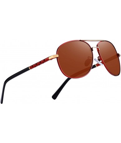 Aviator Men Classic Style Pilot Sunglasses Polarized - UV 400 Protection with case 60MM 8285 - Brown - CA18NIAN46I $13.60