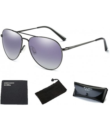 Aviator Mens Womens Aviator UV400 Polarized Sunglasses with Sun Glasses Case - Black/Grey Board - CS1864GOALL $15.06