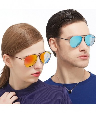 Aviator Mens Womens Aviator UV400 Polarized Sunglasses with Sun Glasses Case - Black/Grey Board - CS1864GOALL $15.06