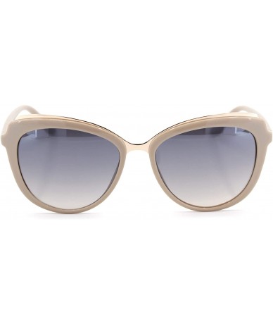 Oversized Womens Metal Brow Trim Designer Fashion Cat Eye Sunglasses - Beige Smoke - CG18U9EMXT2 $22.92