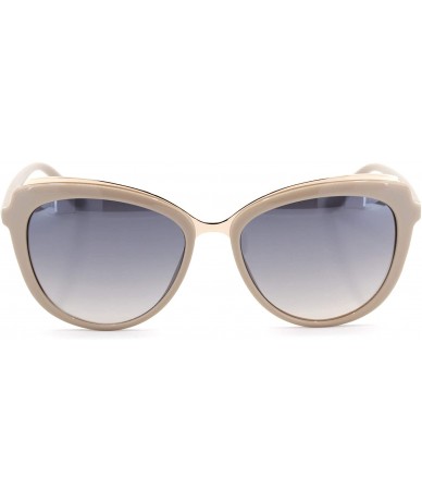Oversized Womens Metal Brow Trim Designer Fashion Cat Eye Sunglasses - Beige Smoke - CG18U9EMXT2 $22.92