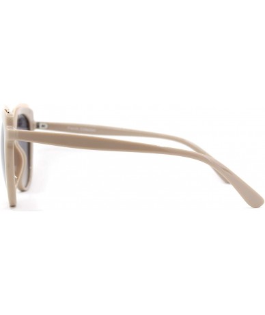 Oversized Womens Metal Brow Trim Designer Fashion Cat Eye Sunglasses - Beige Smoke - CG18U9EMXT2 $9.65