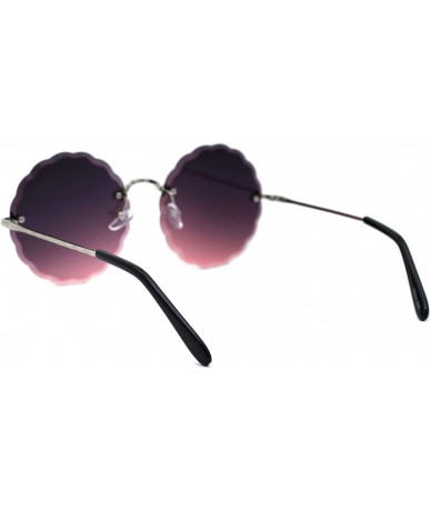Round Womens Round Circle Sunglasses Rimless Wave Cut Fashion Shades UV 400 - Silver (Purple Smoke) - CF18Z8QS8WU $9.57
