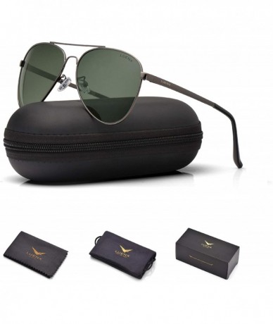 Sport Aviator Sunglasses Polarized for Men Women LUENX-UV400 Protection with Case - Grey Green / Non Mirror - C5186R0OU40 $32.26