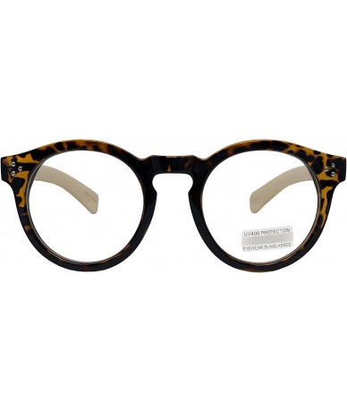 Square Classic Round Horn Rimmed Eye Glasses Clear Lens Oval Non Prescription Frame - Leopard Beige 12031 - C318ZQXO3L9 $12.24