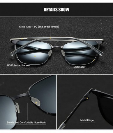 Square Polarized Sunglasses for Men UV Protection Square Alloy Frame Driving - Black Grey - C718Y3C7ZN0 $16.12