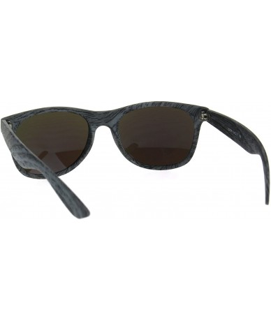 Rectangular Color Mirror Wood Grain Classic Hipster Plastic Horned Rim Sunglasses - Grey Blue - CN1853RIZRZ $12.46