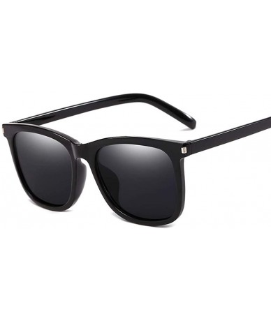 Goggle Square Men Fashion Fashion Sunglasses Uv Protection Fashion Sunglasses - Bright Black and All Grey - CK18TILRMOI $7.37