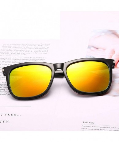 Goggle Square Men Fashion Fashion Sunglasses Uv Protection Fashion Sunglasses - Bright Black and All Grey - CK18TILRMOI $7.37