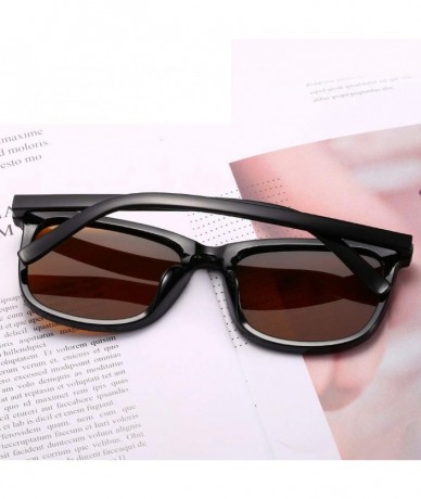 Goggle Square Men Fashion Fashion Sunglasses Uv Protection Fashion Sunglasses - Bright Black and All Grey - CK18TILRMOI $7.37