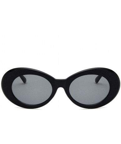 Oval Women Fashion Oval Cat Eye Sunglasses with Case UV400 Protection Beach - Black Frame/Grey Lens - CB18WR6IIII $9.84