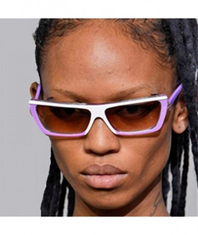 Oversized Rectangle Sunglasses Women Vintage Luxury 2019 Fashion Sun Glasses Brand Purple - Red - CQ18YZWIWHA $19.64