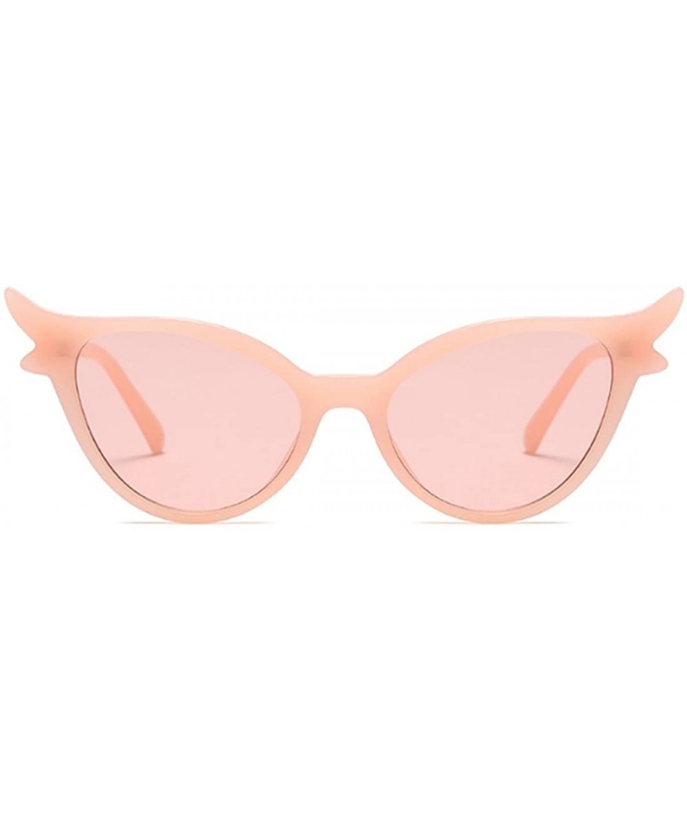 Oval Women Vintage Retro Cat Eye Sunglasses Resin frame Oval Lens Mod Style - Pink - C218DTO75S0 $8.97