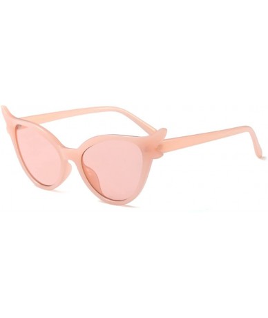 Oval Women Vintage Retro Cat Eye Sunglasses Resin frame Oval Lens Mod Style - Pink - C218DTO75S0 $8.97