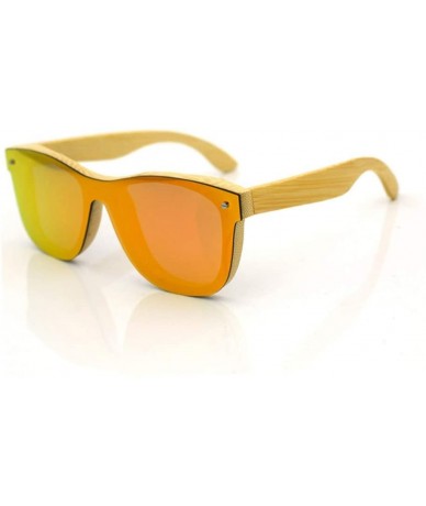 Round Unisex Wood Polarized Sunglasses Fashion Sunglasses (Color Orange+Bamboo) - Orange+bamboo - CS1997LUD90 $34.06