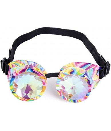 Aviator Kaleidoscope Rave Rainbow Crystal Lenses Steampunk Goggles - Multicolor - C918ZXIQNKD $16.93