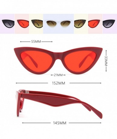Sport Vintage Cateye Rhinestone Sunglasses for Women Retro Narrow Small Sun Glasses - Red - CU18SC4X2RN $6.68