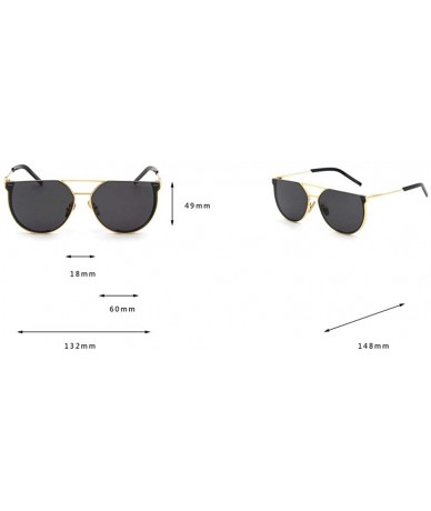 Oversized Oversized Half Frame Metal Round Sun glasses For Women Flat Top Shades Sunglasses - Blue&gray - C818LTRC08G $10.88