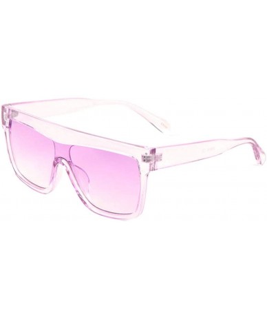 Shield Flat Top Thick Brow Crystal One Piece Square Shield Sunglasses - Purple - C6197S6D0MA $27.42