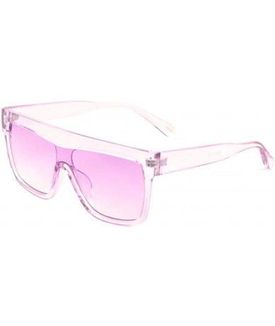 Shield Flat Top Thick Brow Crystal One Piece Square Shield Sunglasses - Purple - C6197S6D0MA $16.02