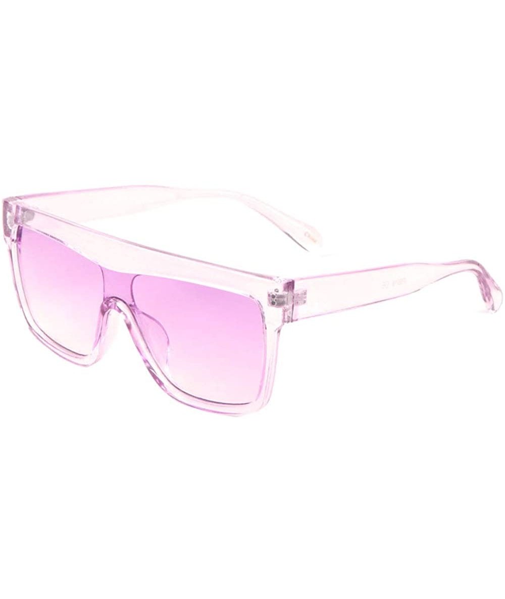 Shield Flat Top Thick Brow Crystal One Piece Square Shield Sunglasses - Purple - C6197S6D0MA $16.02