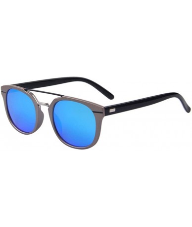 Goggle Women's UV400 Mirror Sunglasses Classic Double-Bridge Rivet Shades Glasses - Blue - C617Z6ZM2TU $21.41