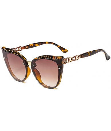 Oval 2019 new rhinestone rivet elegant gemstone oval retro cat sunglasses ladies diamond tone belt box - Leopard - C518QIXYL7...