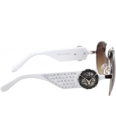 Aviator Longhorn Steer Western Aviator Womens Sunglasses - White - CL18GHEZ23T $31.01