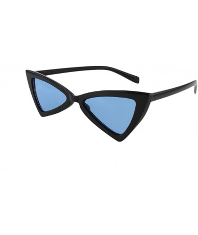 Square Gigi - Geometric Thin Frame Small Cateye Sunglasses with Microfiber Pouch - Black / Blue - C618CUISISX $26.82
