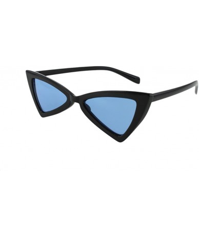 Square Gigi - Geometric Thin Frame Small Cateye Sunglasses with Microfiber Pouch - Black / Blue - C618CUISISX $14.33