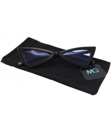 Square Gigi - Geometric Thin Frame Small Cateye Sunglasses with Microfiber Pouch - Black / Blue - C618CUISISX $14.33