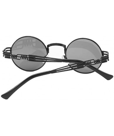 Goggle Retro Steampunk Circle Sunglasses with Metal Spring Frame Gothic Goggles - Black-round - CJ18WGICU4A $19.07
