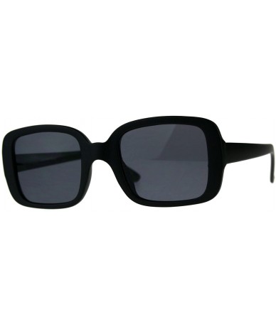 Square Vintage Retro Sunglasses Womens Square Rectangular Classic Fashion - Matte Black (Black) - CQ18DNIH5AY $11.12
