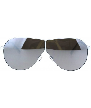 Shield Mens Oversize Color Mirror Lens Metal Rim Shield Pilots Sunglasses - White Mirror - CZ185KL7U8G $17.56