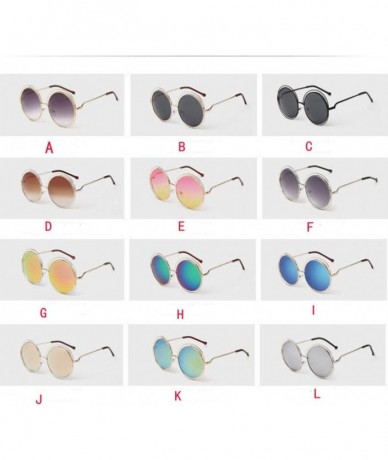 Aviator UV 400 Sunglasses - Fashion Men Womens Retro Vintage Round Frame Glasses (D) - D - CE18E4SM0UO $11.64